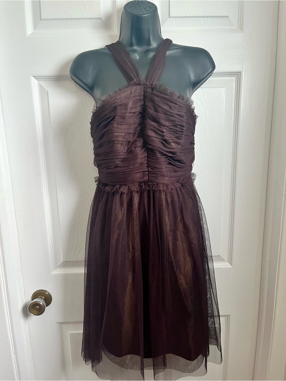 Vintage Vera Wang Maids Dress 10 Medium Whimsigoth Brown Tulle Mini Cocktail